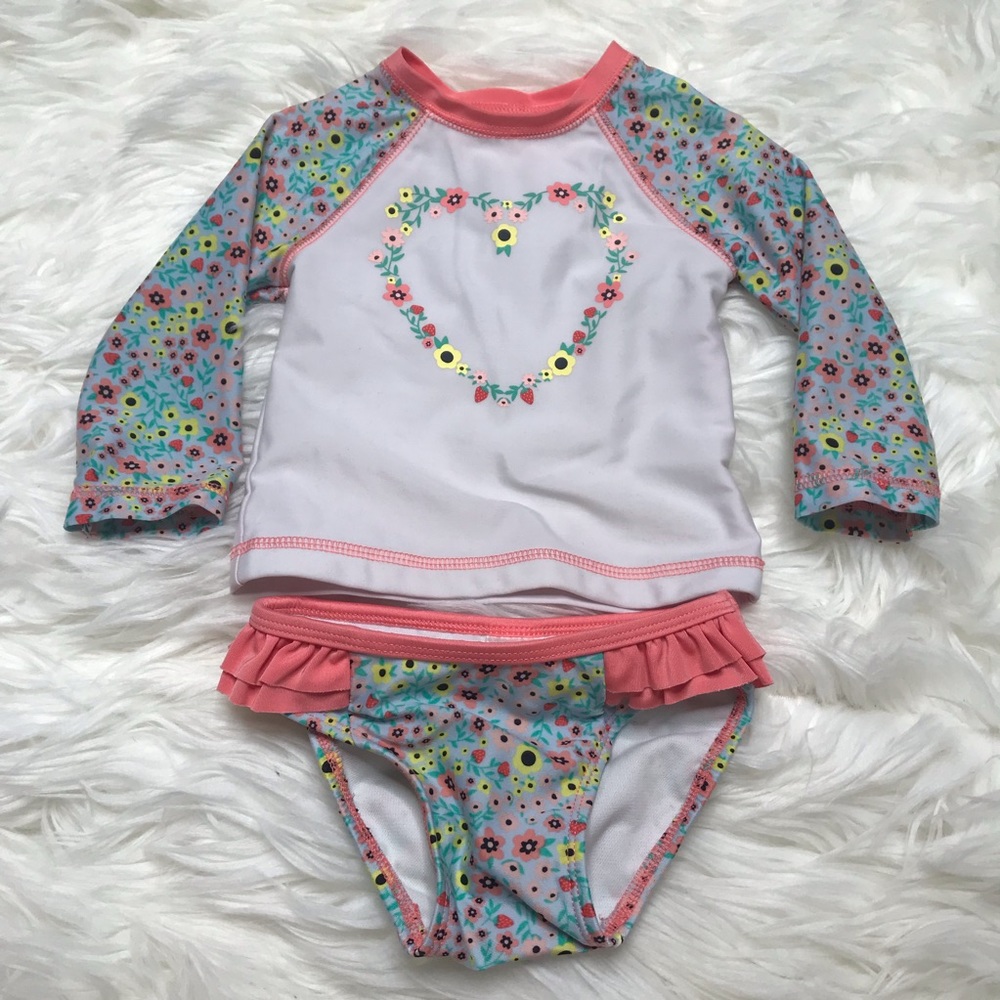 3/$30! Cat & Jack two piece long sleeved swimsuit size 12 months - EUC